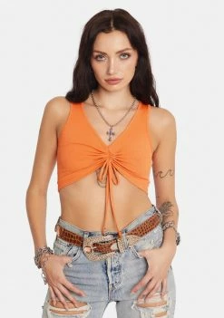 BY DYLN Orange Viper Crop Top Tops