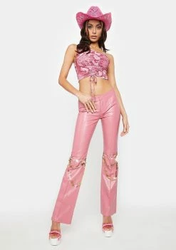 Best Sale 💯 BY DYLN Pink Snake Vayda Crop Top 😀 6 BY DYLN Pink Snake Vayda Crop Top