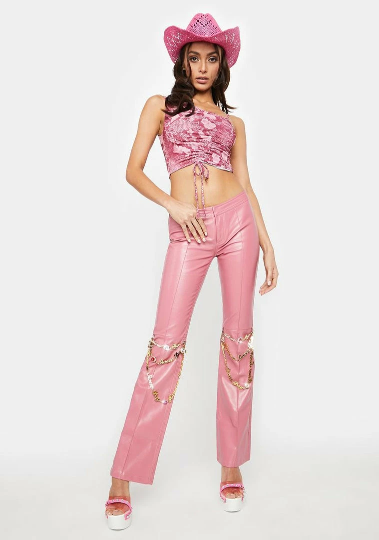 Best Sale 💯 BY DYLN Pink Snake Vayda Crop Top 😀 3 BY DYLN Pink Snake Vayda Crop Top