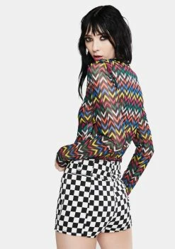 Jawbreaker Mix Tape Chevron Mesh Top