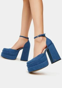 NOKWOL Charlie Denim Platform Heels
