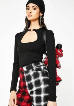 Jawbreaker Tops Knit Scoop Neck O-Ring Top