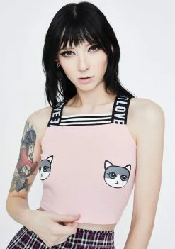 Jawbreaker Tops Cutey Kitty Crop Tank