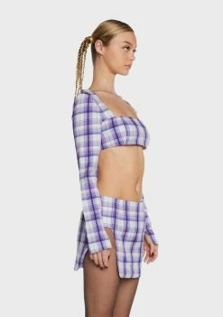 BY DYLN Wilson Plaid Crop Top