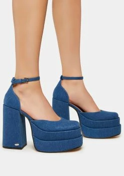 NOKWOL Charlie Denim Platform Heels