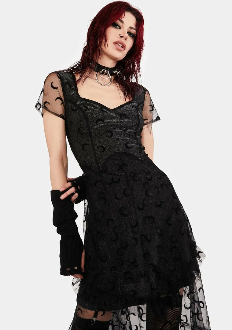 Jawbreaker Dresses Moon Mesh Overlay Mini Dress