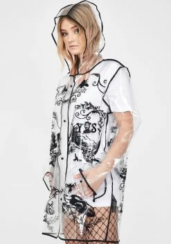 Jawbreaker Outerwear Ouija Print Clear Raincoat