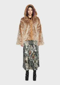 Basic Pleasure Mode Tundra Hooded Faux Fur Jacket