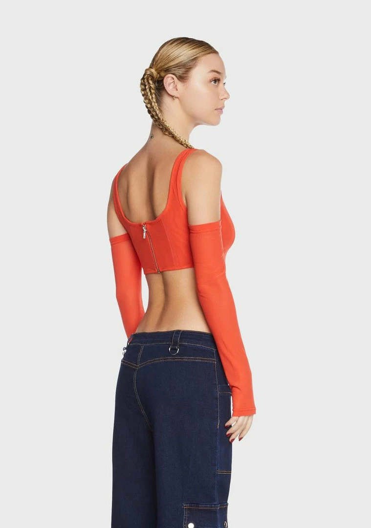 BY DYLN Orange Aria Corset Top