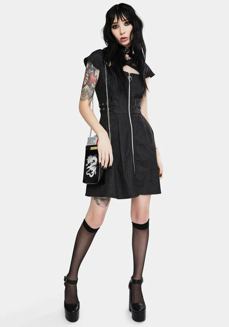 Jawbreaker Manson Pinstripe Skater Dress