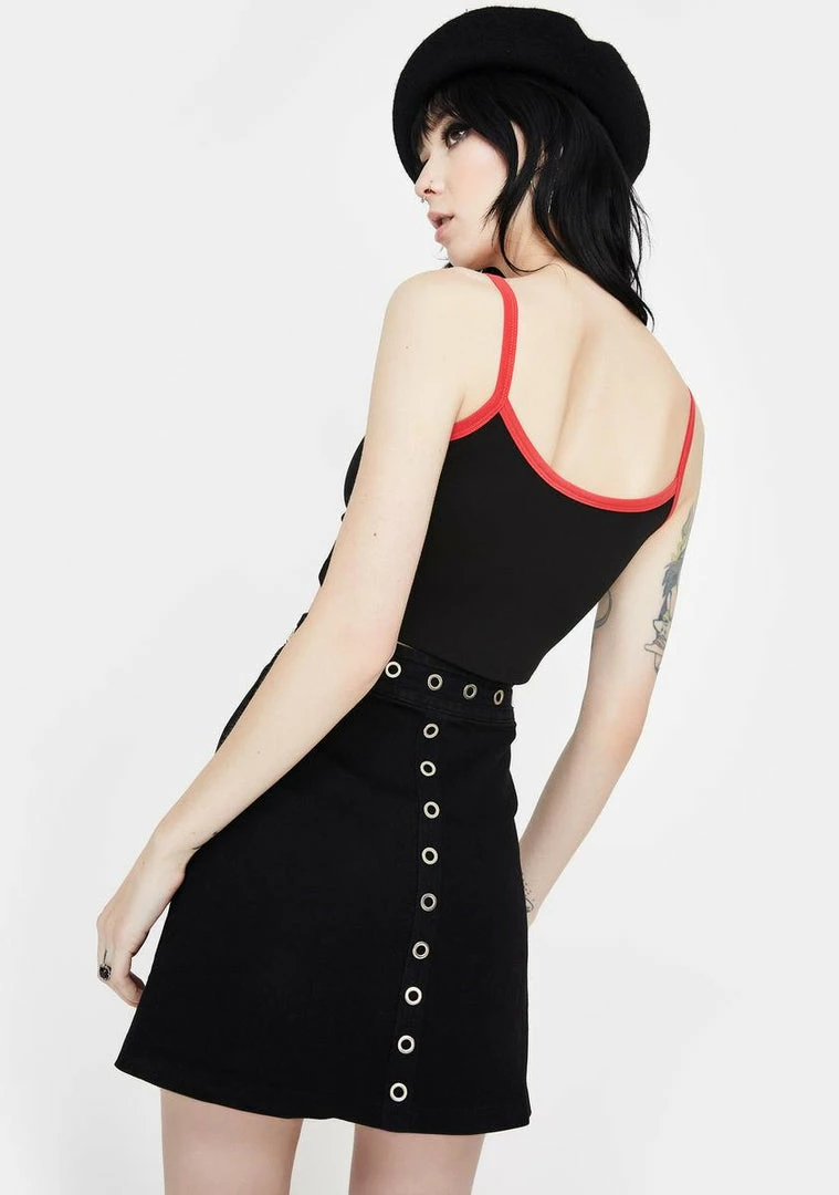 Jawbreaker Wild West Eyelet Denim Skirt Bottoms