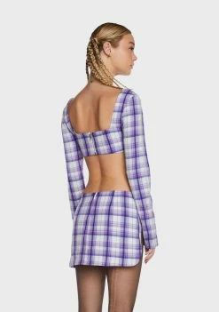 BY DYLN Wilson Plaid Crop Top