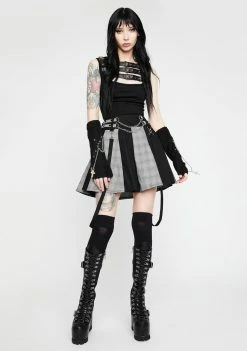 Jawbreaker Straps Pleated Skirt Bottoms