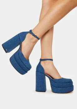NOKWOL Charlie Denim Platform Heels