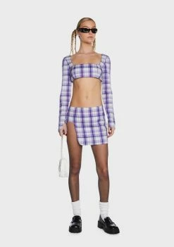 BY DYLN Wilson Plaid Crop Top