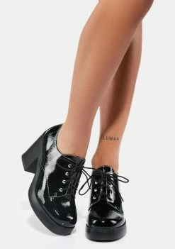 Dirty Laundry Black Patent Gatsby Platform Pumps Heeled Boots