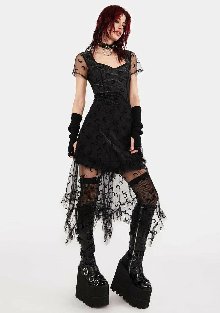 Jawbreaker Dresses Moon Mesh Overlay Mini Dress