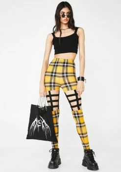 Jawbreaker Most Disruptive Plaid Cage Leggings Bottoms
