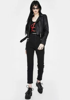 Jawbreaker Anarchy Studded Crop Tank Tops