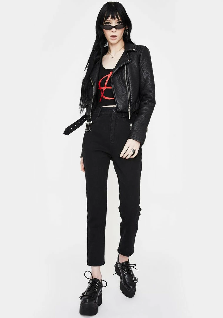 Jawbreaker Anarchy Studded Crop Tank Tops