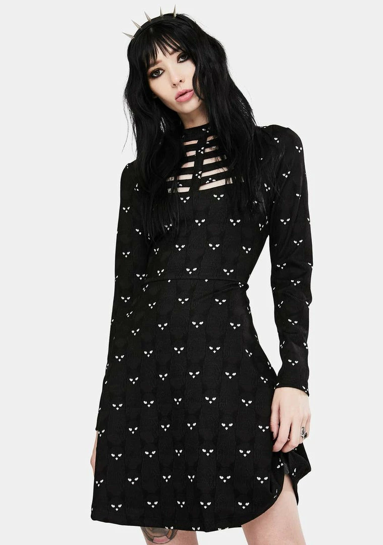 Jawbreaker Salem Grumpy Cat Knit Skater Dress