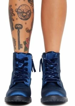 Dirty Laundry Sapphire Hide N' Sleek Satin Boots