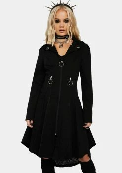 Jawbreaker Fit & Flare Coat W/ Zip Detail