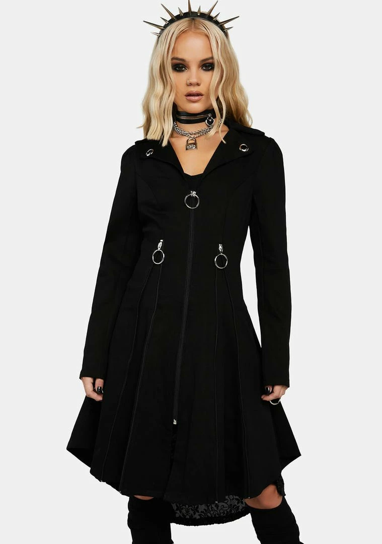 Jawbreaker Fit & Flare Coat W/ Zip Detail