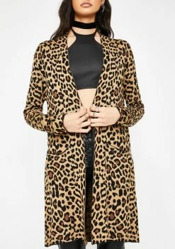 Jawbreaker Tops Oversized Leopard Print Cardigan