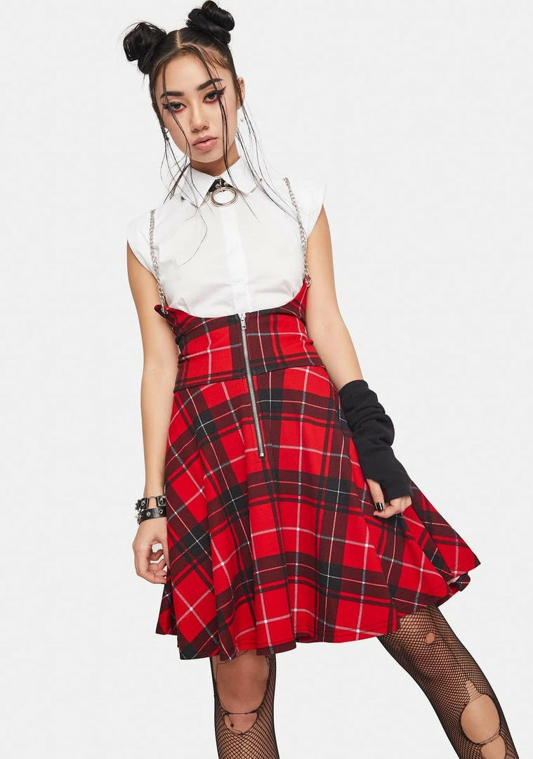 Jawbreaker Bottoms Chain Plaid Skirt
