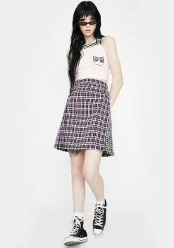 Jawbreaker Contrast Check Buckled Mini Kilt Bottoms