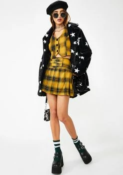 Jawbreaker Tops Button Up Tartan Vest