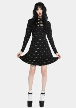 Jawbreaker Salem Grumpy Cat Knit Skater Dress