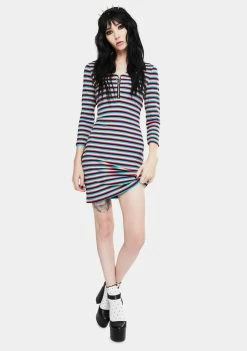 Jawbreaker LSD Rainbow Stripe Mini Dress