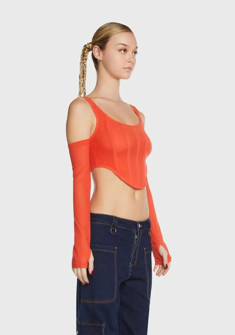 BY DYLN Orange Aria Corset Top