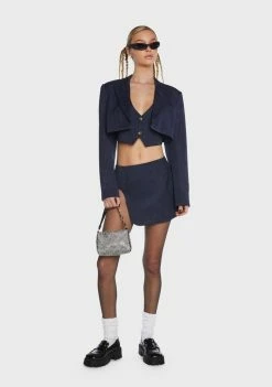 BY DYLN Zayne Cropped Pinstripe Blazer