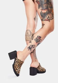 Dirty Laundry Fairplay Leopard Print Platform Slides