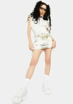 BY DYLN Dresses Khaki Tie Dye Miles Mini Dress