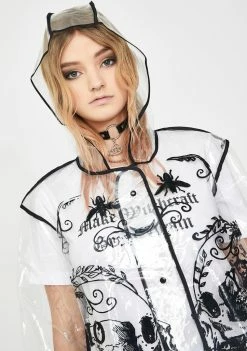 Jawbreaker Outerwear Ouija Print Clear Raincoat