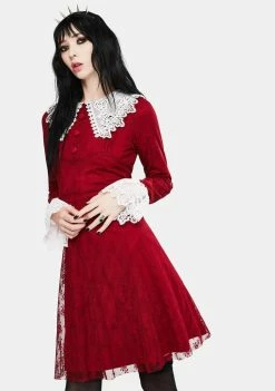Jawbreaker Dresses Red Weird Sisters Lace Fit And Flare Dress