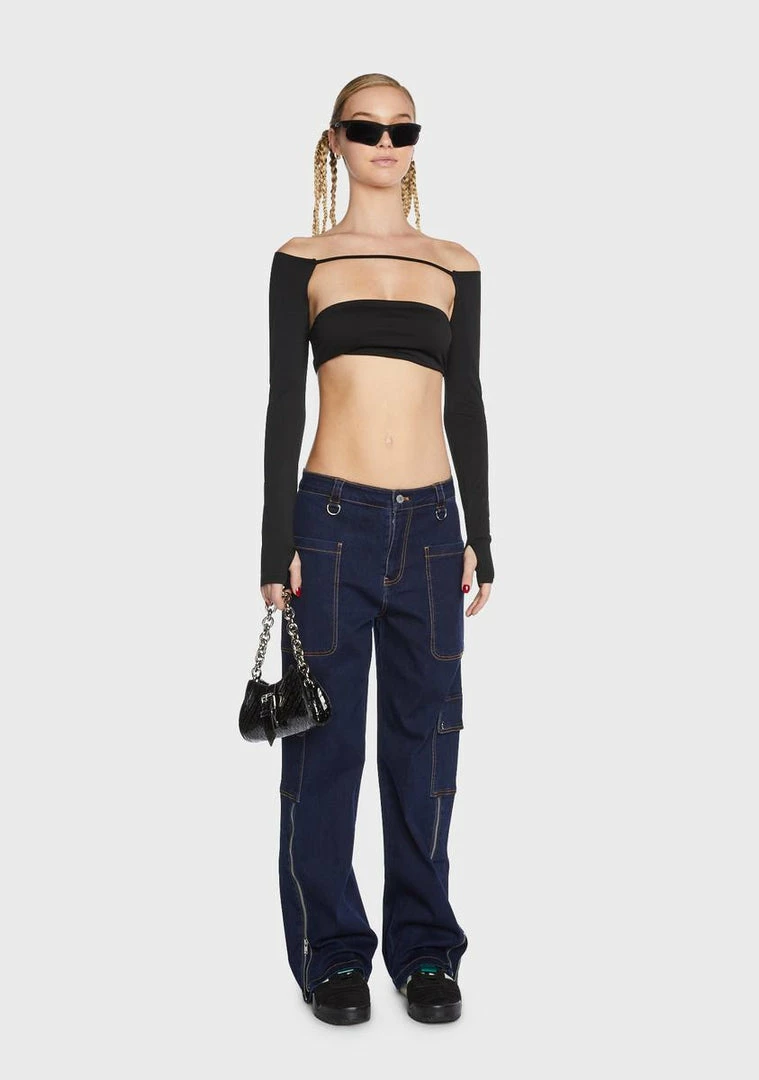 BY DYLN Off The Shoulder Crop Top Baldwin Long Sleeve Top