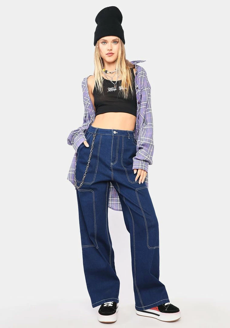 BY DYLN Cooper Wide Leg Denim Jeans Bottoms