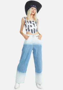 BY DYLN Tops Cow Karter Corset Top