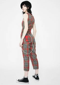 Jawbreaker Pretty Vacant Plaid Chain Overalls
