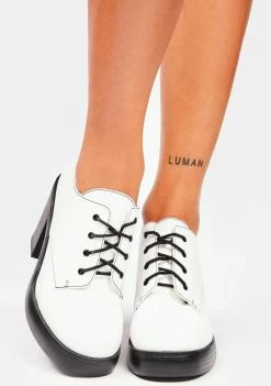 Dirty Laundry White Patent Gatsby Platform Pumps