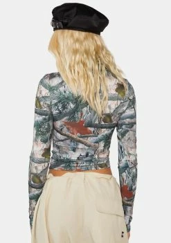 Basic Pleasure Mode Tops Hunter High Neck Long Sleeve Top