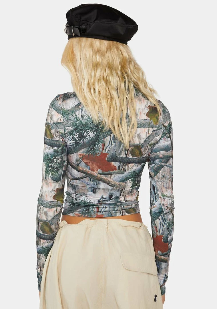 Basic Pleasure Mode Tops Hunter High Neck Long Sleeve Top