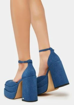 NOKWOL Charlie Denim Platform Heels
