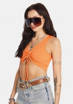 BY DYLN Orange Viper Crop Top Tops