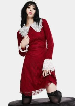 Jawbreaker Dresses Red Weird Sisters Lace Fit And Flare Dress
